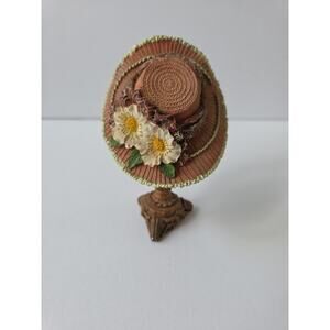 SANDY LYNAM CLOUGH COLLECT. VICTORIAN FLOWER RIBBON RESIN HAT WITH ORNATE STAND